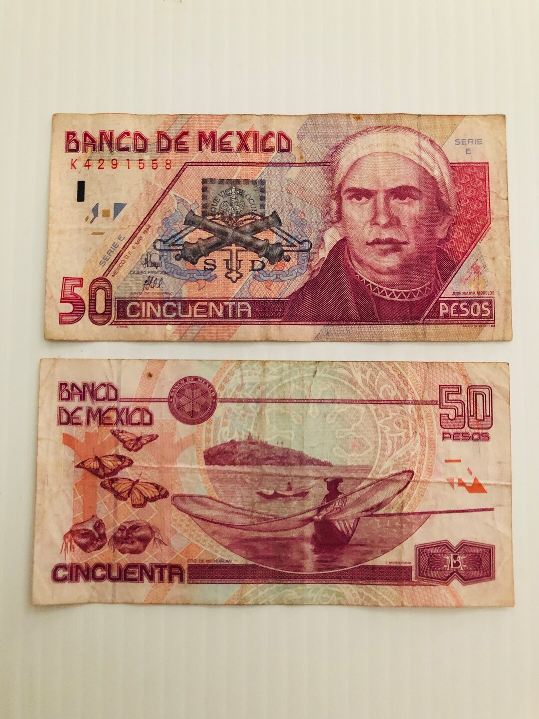 billete de 5 pesos mexicanos 1990