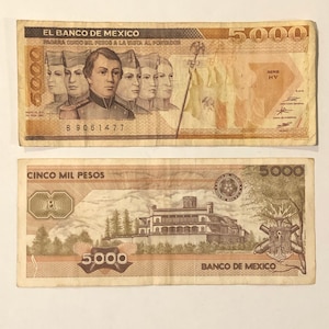 Mexico 5000 Pesos 1980s Castle