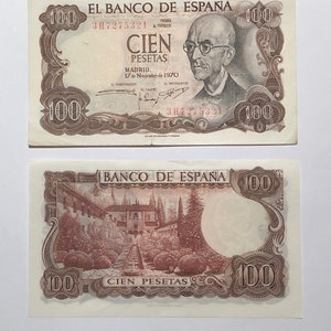 Spain 100 Pesetas 1970 Man, Garden Crisp