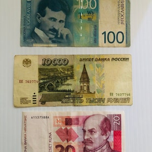 Eastern Europe Lot of 3 Banknotes: Yugoslavia, Russia, Croatia 1990s