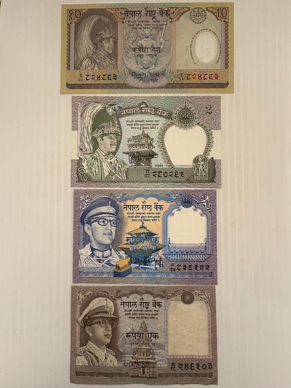 Nepal 10, 2, 1 Rupees Lot of 4 Banknotes 1970s-1990s Colorful - Etsy