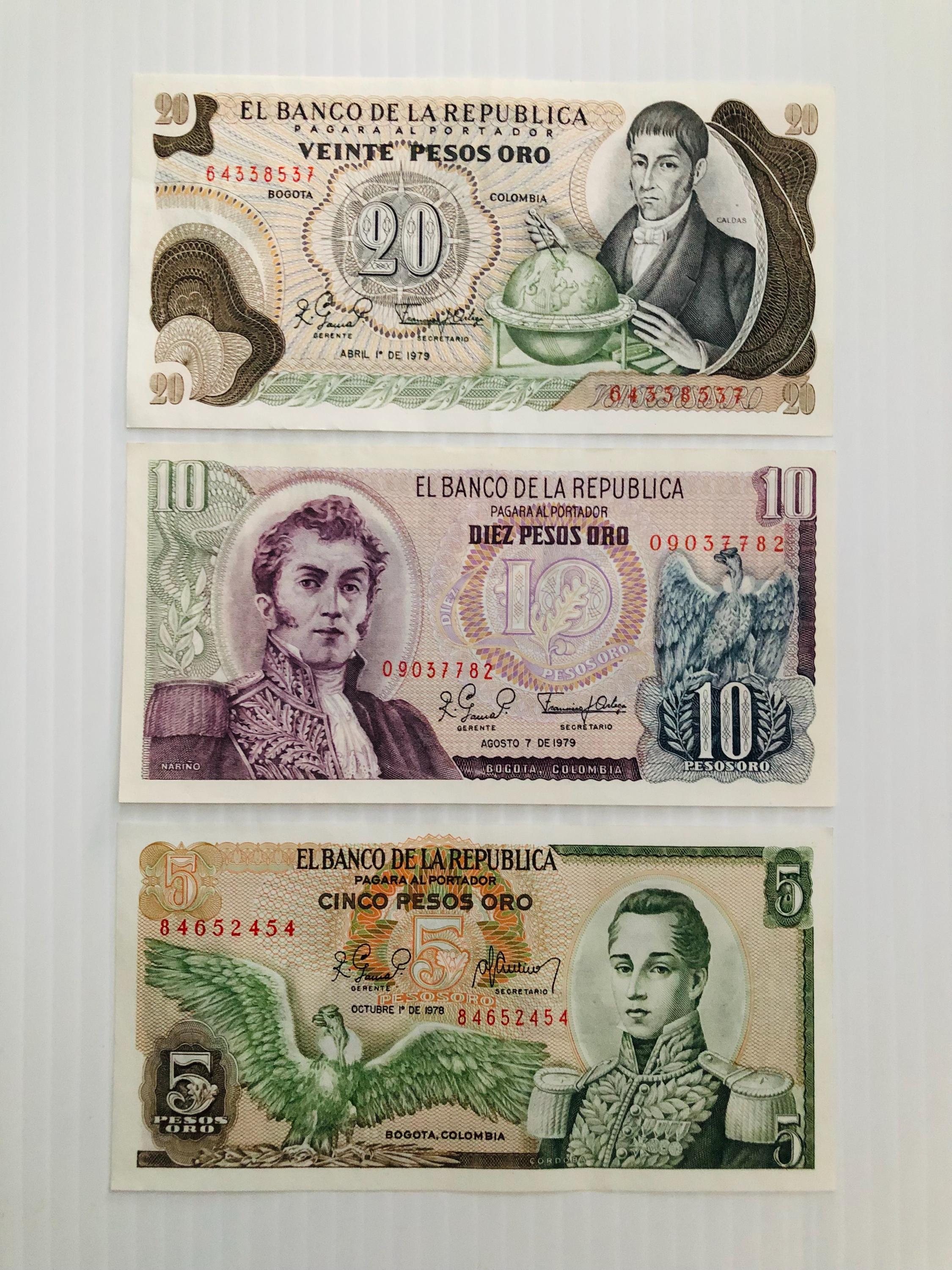 コロンビア 1ペソ & 1974年 50セントコインセットコロンビア 1ペソ