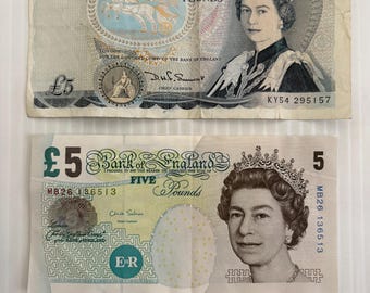 アイルランド 10ポンドと5ポンド 1990年代 ヴィンテージ カラフル紙幣