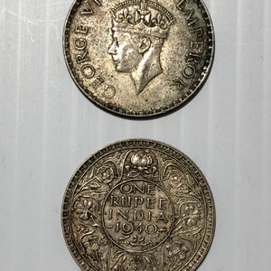 外国 ポルトガル領インド 1ルピー銀貨（ルイス1世）1881年 1枚 ヴィンテージ 1940-1945 イギリス領インド 1ルピー銀貨 国王ジョージ6 コレクション