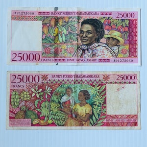 Madagascar 25000 Francs 1990er Jahre Obst Bunt Geldschein