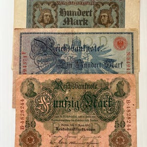 Germany 100 and 50 Marks Lot of 3 Vintage Large Banknotes 1900s-1920s