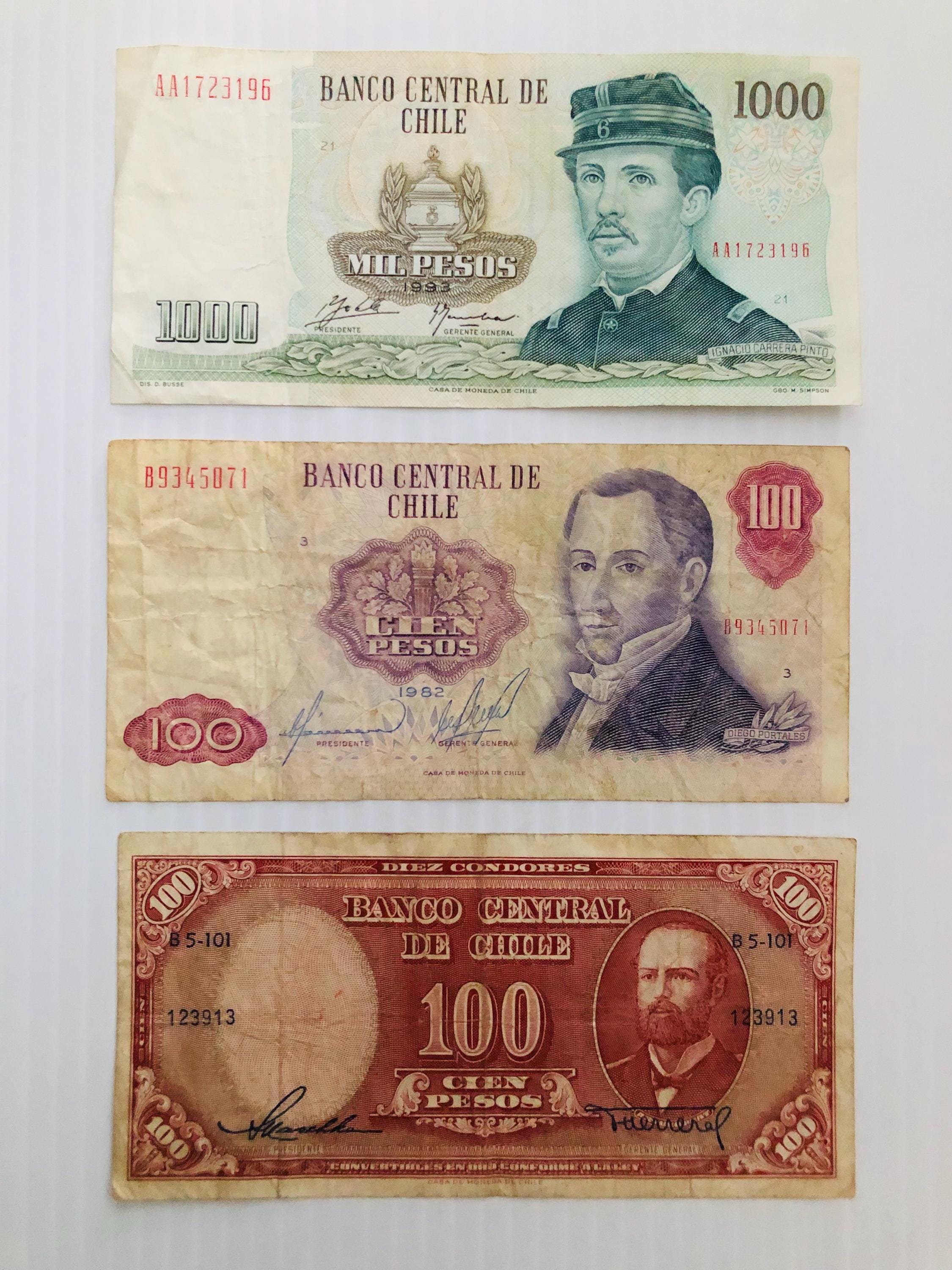 Chile 1000, 100 Pesos Lot of 3 Vintage Banknotes - Etsy New Zealand