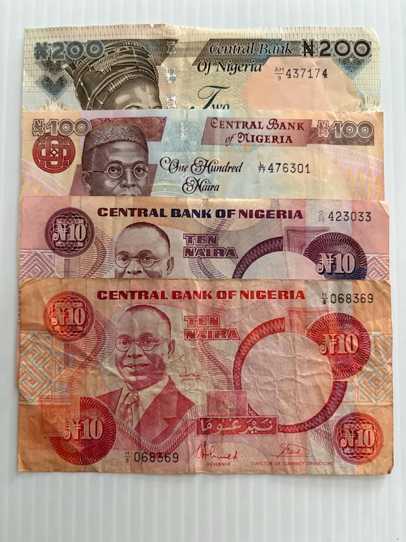 ナイジェリア ヴィンテージ紙幣 4枚セット 200、100、10 ナイラ - Etsy