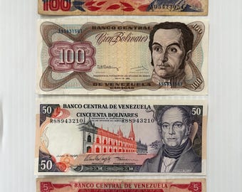 ベネズエラ 2000、500、100 ボリバル ヴィンテージ紙幣 4 枚セット