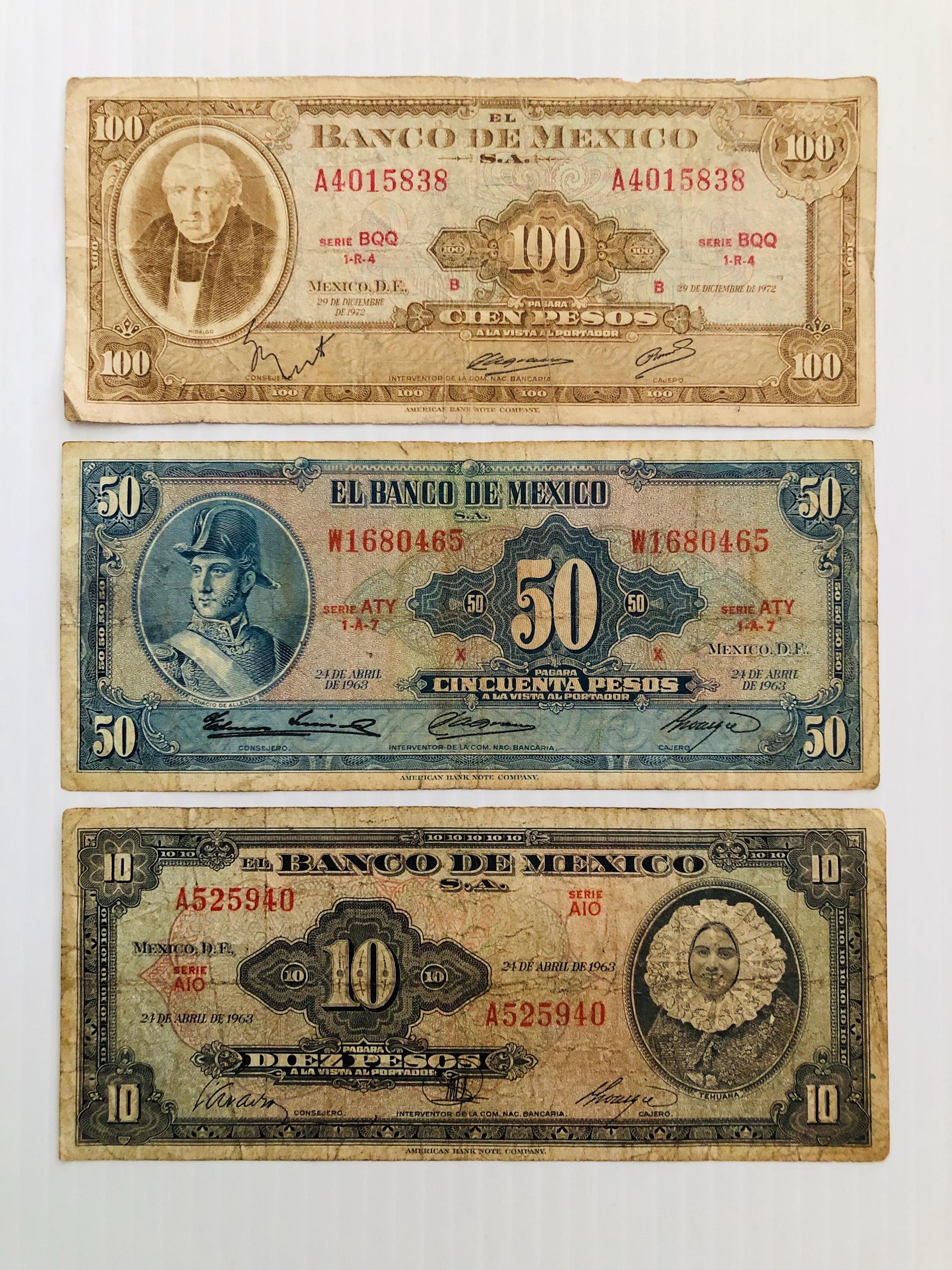 メキシコ100ペソ銀貨 3枚セット1977、1978、1979年