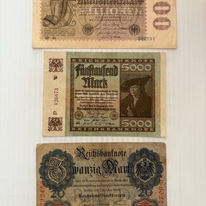 Germany 500 Million, 50, and 20 Marks Lot of 3 Vintage Banknotes 1900s-1920s