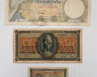 【20】海外紙幣 ギリシャ 旧紙幣 50万ドラクマ 1944年 1944年ギリシャ50万ドラクマ紙幣 - 第二次世界大戦インフレ紙幣 - 2