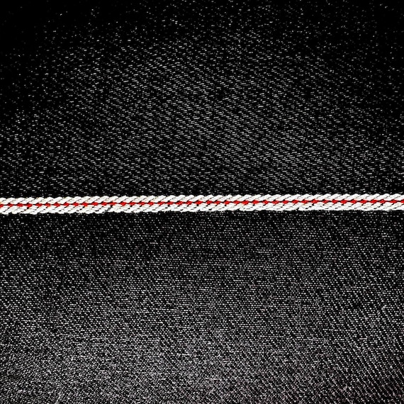 Black Japanese Selvedge Red Tag Denim 100% Organic Cotton From Kaihara Mill Japan 14.5 oz Sanforized