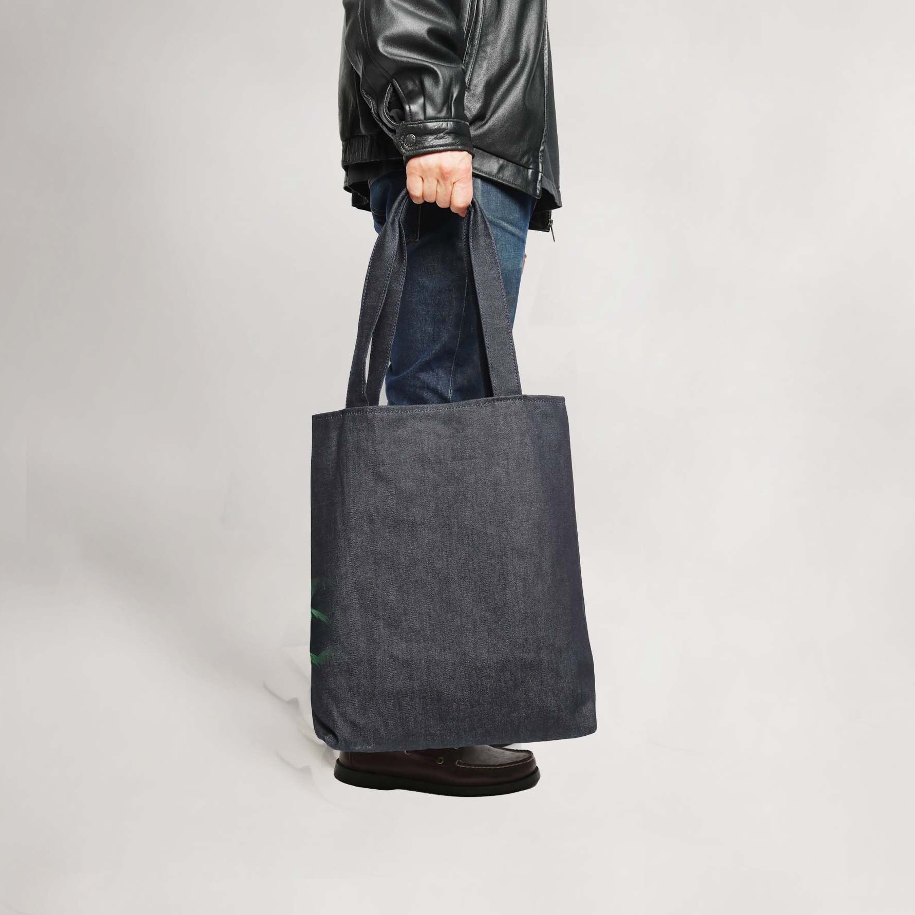 ネペンテス アンライクリー SHOPPING BAG DK.NAVY navy blue canvas shopping bag with stripes
