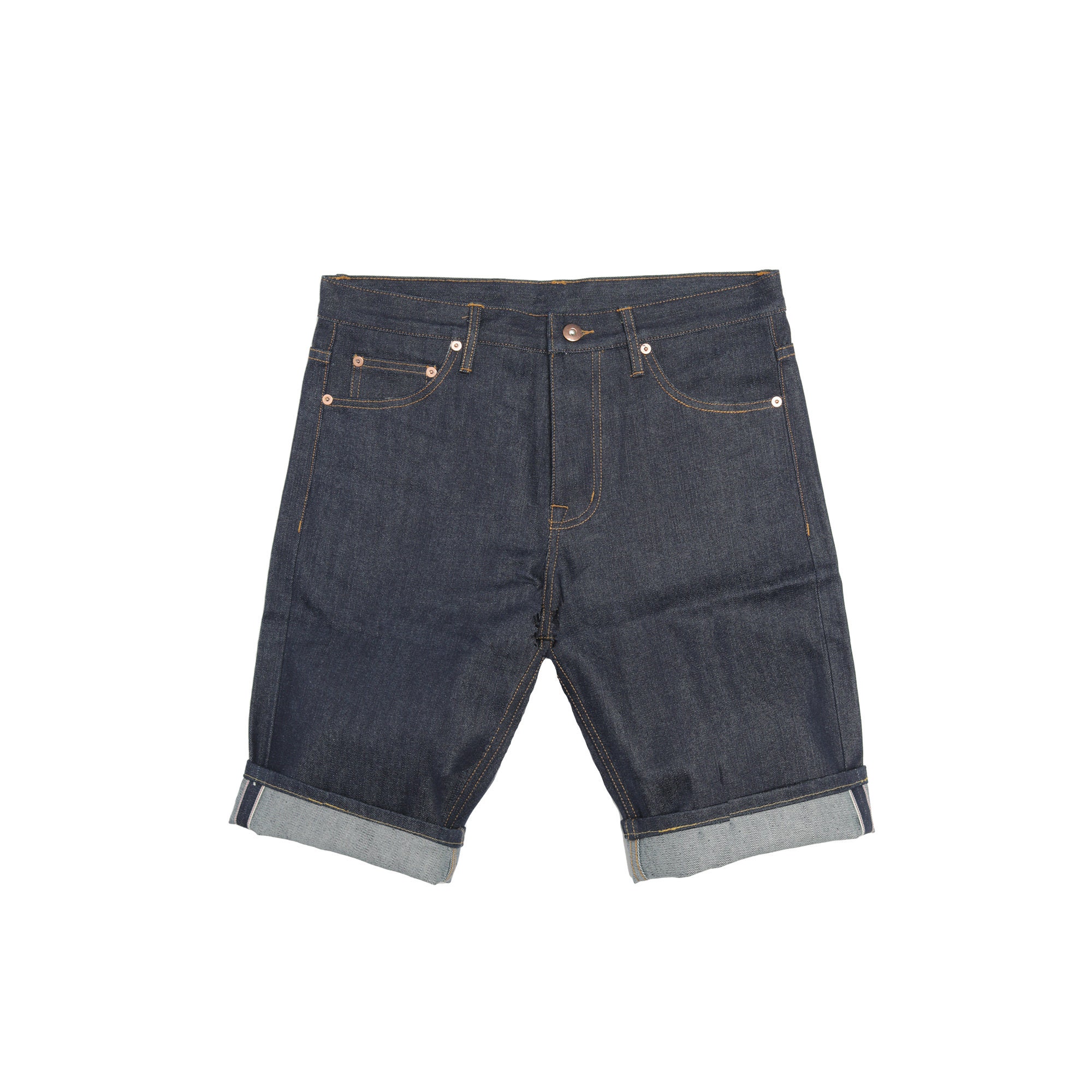 Japanese Selvedge Dry Denim Shorts Mid Rise Short Pants Jeans 