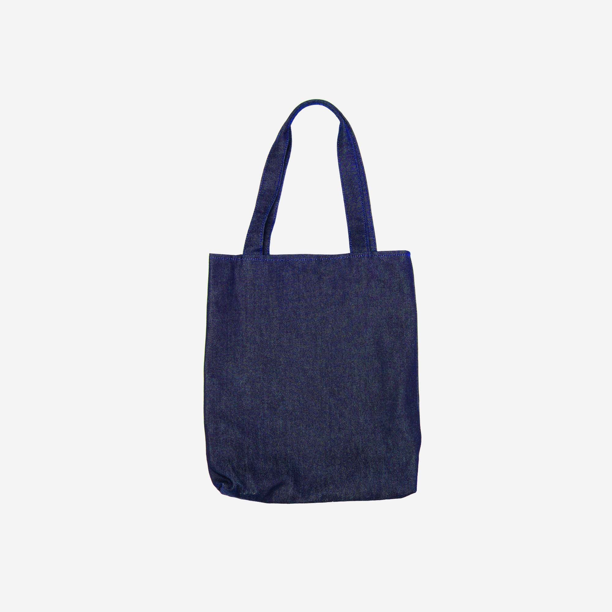 ネペンテス アンライクリー SHOPPING BAG DK.NAVY Dry Denim Tote Bag Lined With Blue and White Stripes