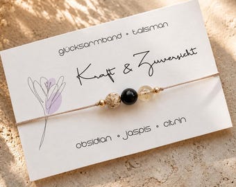 STRENGTH & CONFIDENCE • Gemstone Bracelet • Lucky Charm • Obsidian • Jasper • Citrine • Symbolic Jewelry Gift • Strength + Confidence