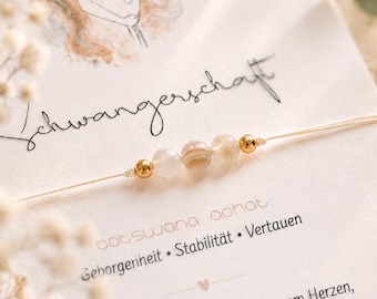 SCHWANGERSCHAFT • Edelsteinarmband • Glücksarmband • Botswana Achat • Symbolischer Schmuck Geschenk • Handgemacht • Ein neues Kapitel