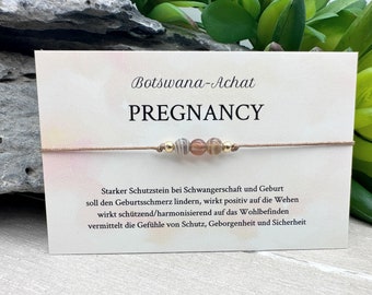 PREGNANCY • Edelstein Macramé Armband • Botswana Achat • ca. Ø 4 mm • Glücksbringer • Talisman • Schwangerschaft • Schutzarmband • Mom to be