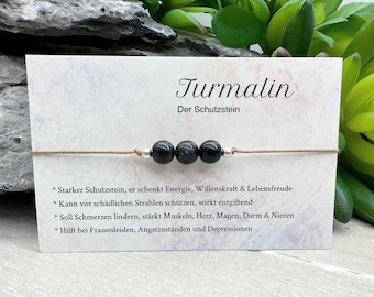 TURMALIN • Edelstein Macramé Armband •  Ø 6 mm • Glücksbringer • Talisman • Energie • Lebensfreude • Glück