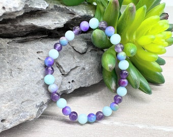 STOFFWECHSEL * Gesundheit * Abnehmen * Harmonie * Edelstein Armband * Amethyst * Jade * Ø 6 mm