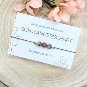 PREGNANCY • Gemstone Macramé Bracelet • Botswana Agate • approx. Ø 4 mm • Lucky Charm • Talisman • Pregnancy • Mom to be • MAC022.2