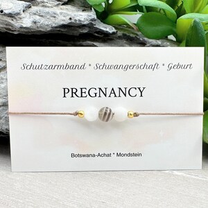 PREGNANCY • Gemstone Macramé Bracelet • Botswana Agate • Moonstone • approx. Ø 6 mm • Lucky Charm • Talisman • Pregnancy • Protection Bracelet