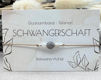 SCHWANGERSCHAFT • Edelstein Macramé Armband • Botswana Achat • ca. Ø 4mm/6mm • Glücksbringer • Talisman • Pregnancy • Schutzarmband