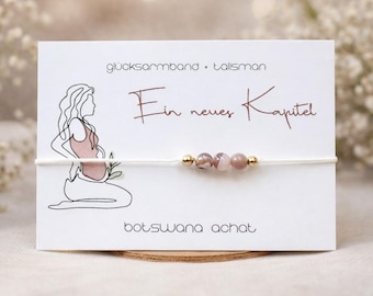 A NEW CHAPTER • Pregnancy • Lucky Bracelet • Gemstone Bracelet • Botswana Agate • Symbolic Jewelry Gift • Handmade
