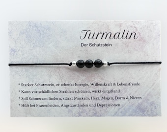 TURMALIN • Edelstein Macramé Armband •  Ø 4 mm • Glücksbringer • Talisman • Energie • Lebensfreude • Glück