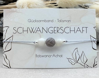 SCHWANGERSCHAFT • Edelstein Macramé Armband • Botswana Achat • ca. Ø 6mm/8mm • Glücksbringer • Talisman • Pregnancy • Schutzarmband