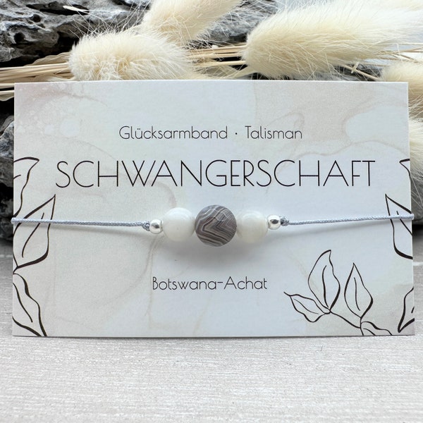 SCHWANGERSCHAFT • Edelstein Macramé Armband • Botswana Achat • ca. Ø 6mm/8mm • Glücksbringer • Talisman • Pregnancy • Schutzarmband