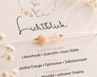 LIGHT OF LIGHT • Gemstone bracelet • Lucky charm • Sunstone • Citrine • Rose quartz • Symbolic jewelry gift • Joy of life