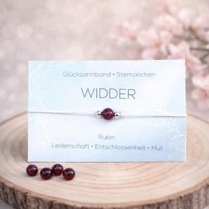 BARAN • Bransoletka makrama z kamieni szlachetnych • Rubin Ø 6 mm • Znak zodiaku • Bransoletka na szczęście • Nr art. SZ01.2