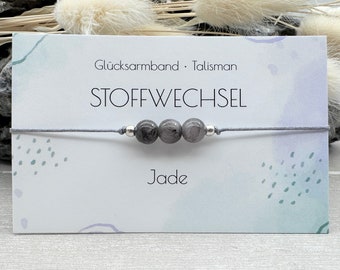 METABOLISM • Gemstone Macramé Bracelet • Jade • approx. Ø 6 mm • Lucky Charm • Talisman • Well-being