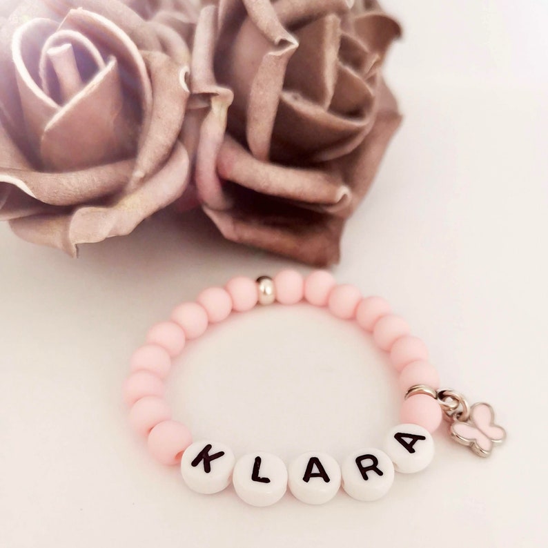 Baby Personalised 18 MiPerla name bracelet Baptism baptissurement baby bracelet Butterfly Gift Communion Baptism Baptism