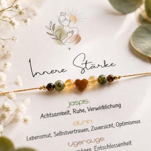 INNERE STÄRKE • Edelsteinarmband • Glücksbringer • Jaspis • Citrin • Tigerauge • Geschenk für Freundin • Kraft & Selbstvertrauen
