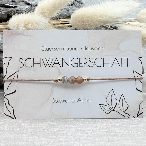 SCHWANGERSCHAFT • Edelstein Macramé Armband • Botswana Achat • ca. Ø 4 mm • Glücksbringer • Talisman • Pregnancy • Schutzarmband • Mom to be