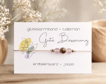 BETERSCHAP • Positieve energie • Geluksarmband • Edelsteenarmband • Aardbeikwarts • Jaspis • Symbolisch sieraad cadeau