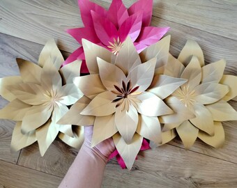 SVG Poinsettia Paper Flowers Christmas Tree Decor Christmas Poinsettia Cut Machine 3d Paper Flowers Christmas Decoration