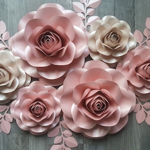 SVG/PDF 4 Sizes Paper Flower Rose Template  Pdf Flower Template Svg Rose Template Wedding Decor Party Decor Christmas Paper Flower Backdrop