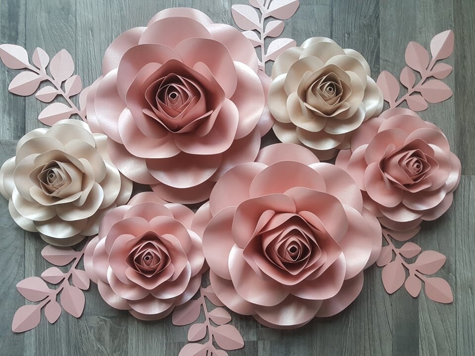 1Set Paper Flowers DIY Artificial Red Floral Wall Art Paper Flower  Decoration for Wedding Red Paper