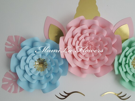 pdf giant unicorn set with paper flowers template printable etsy