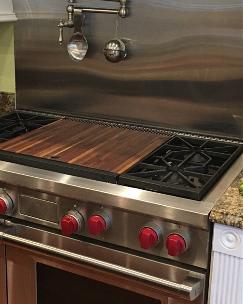 Double Griddle Cover and Cutting Board in edge grain Black Etsy