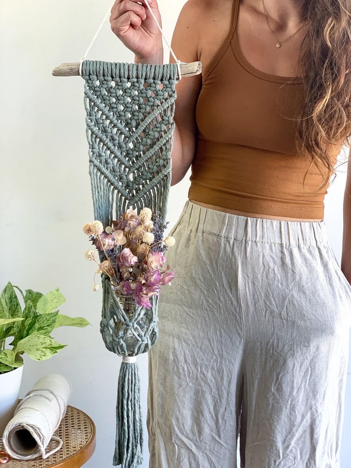 Driftwood Plant Hanger Macrame Wall Plant Hanger Boho Home Etsy