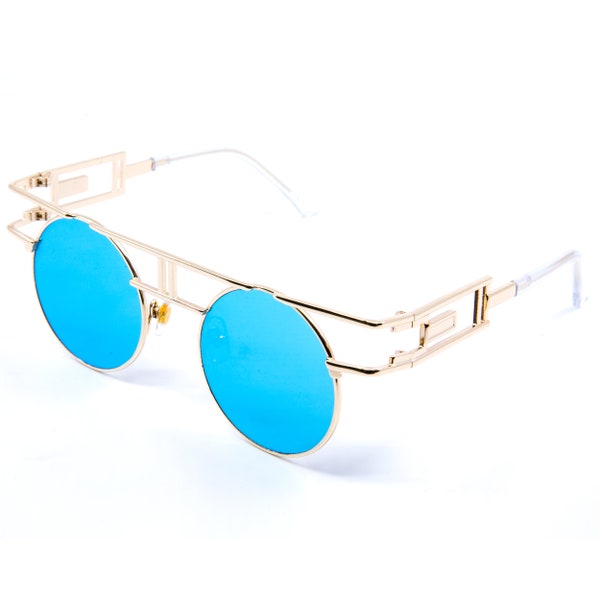 Art Deco Steampunk Round Sunglasses Retro Vintage Trending Fashion Style 2022