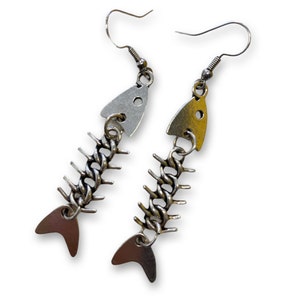 Sterling silver fish shop bone earrings