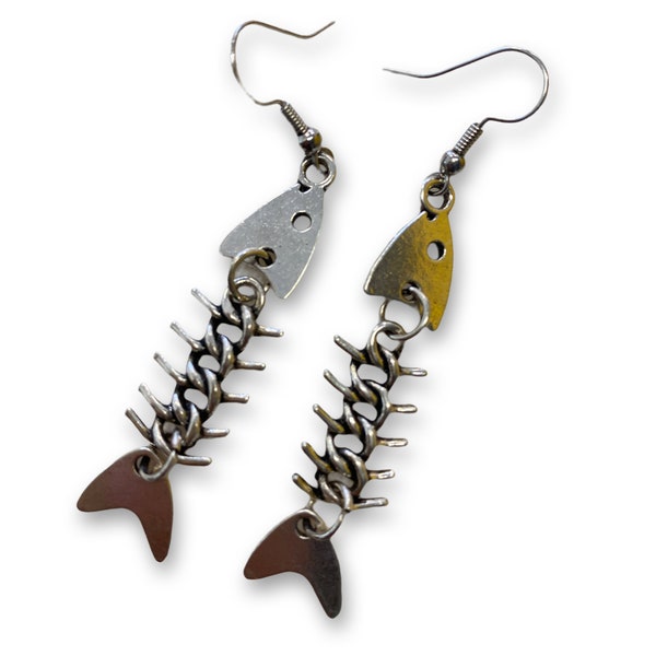 Fishbone Silver Earrings