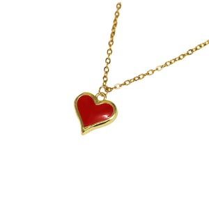 Red heart gold necklace pendant charm