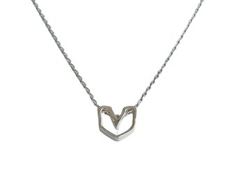 Minimalist silver necklace with stainless steel heart pendant charm